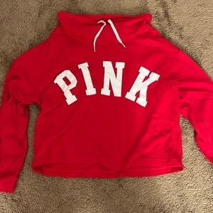PINK Red Cropped Sweatshirt